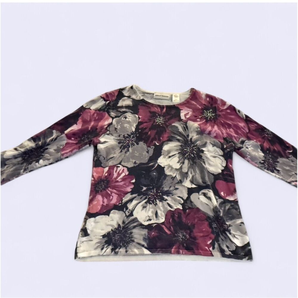 Alfred Dunner Women's Floral Top & Velvet Pants Set Purple Size S - Picture 6 of 9